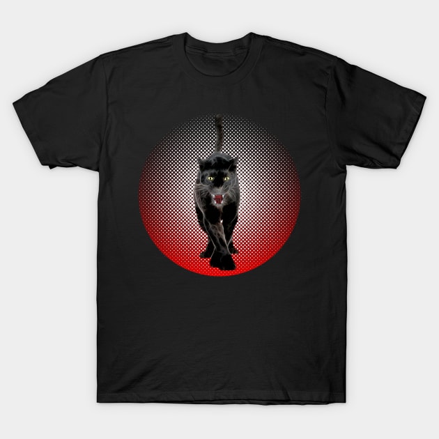 Black Cougar Black Panther CB Cat Black T-Shirt by UMF - Fwo Faces Frog